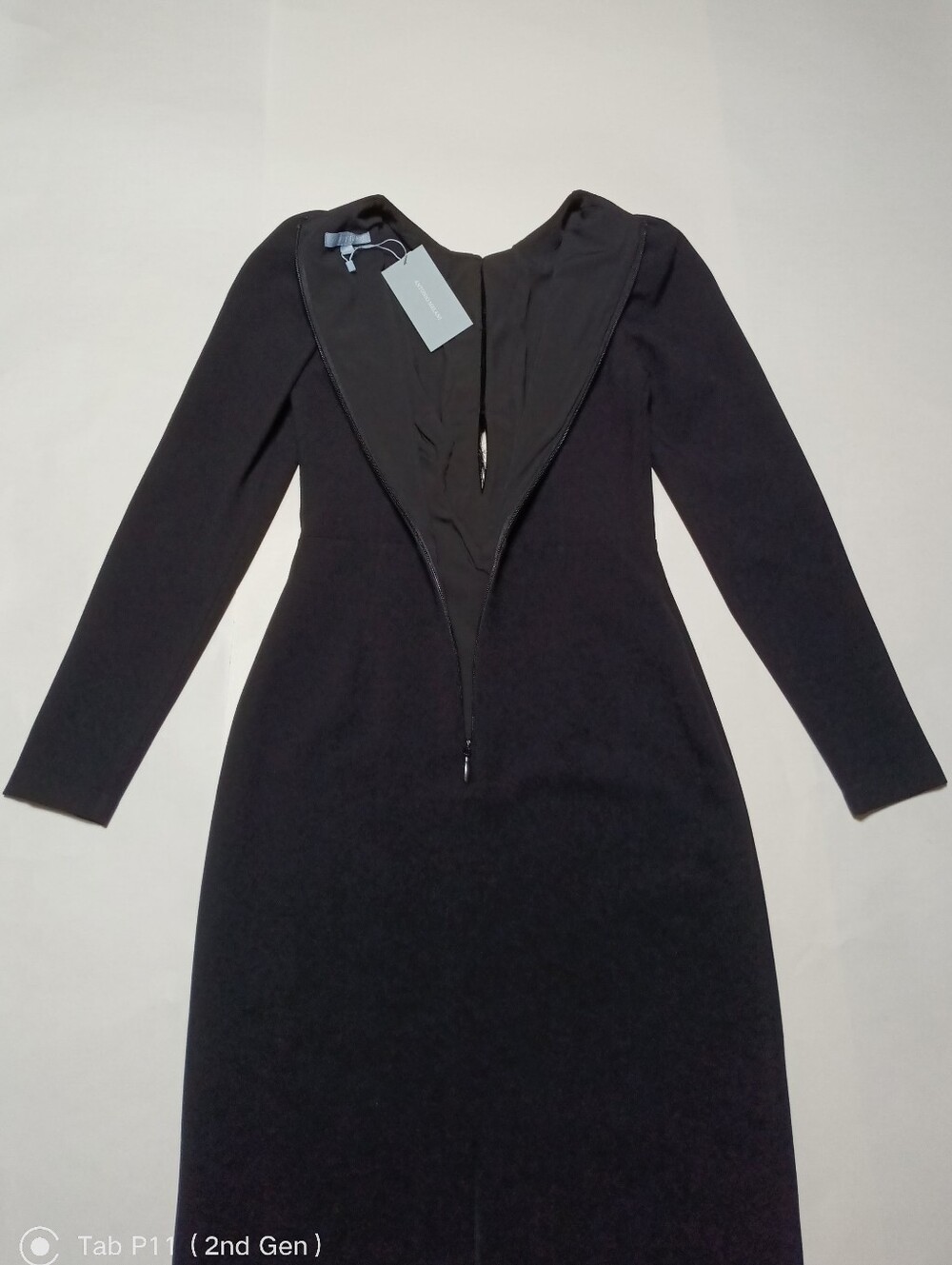 ANTONIO MELANI Alicia Black Long Sleeve Tassel-Detail Evening Midi Dress Size 0 - Picture 12 of 16